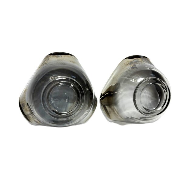 Art Deco Ombre’ Grey Silver to Clear Small Candy Set of Two Bowls - Picture 10 of 14